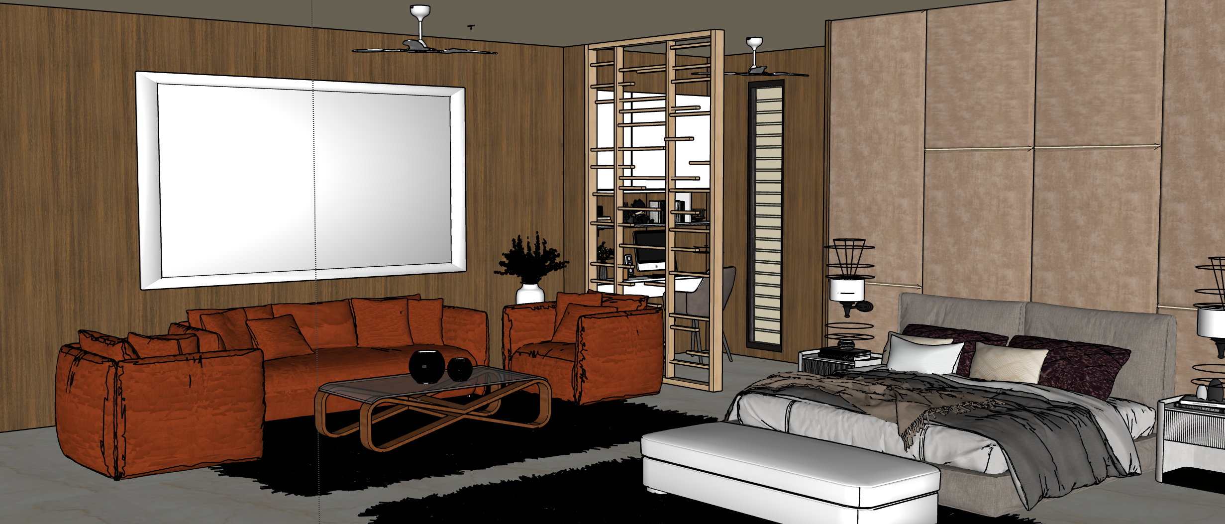 Bedroom suite with living