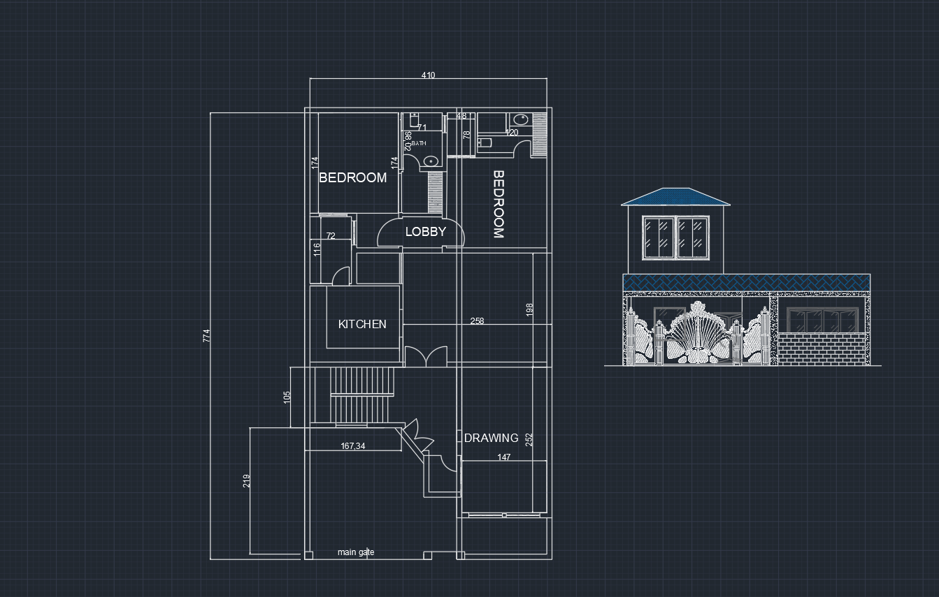 House layout and elevation