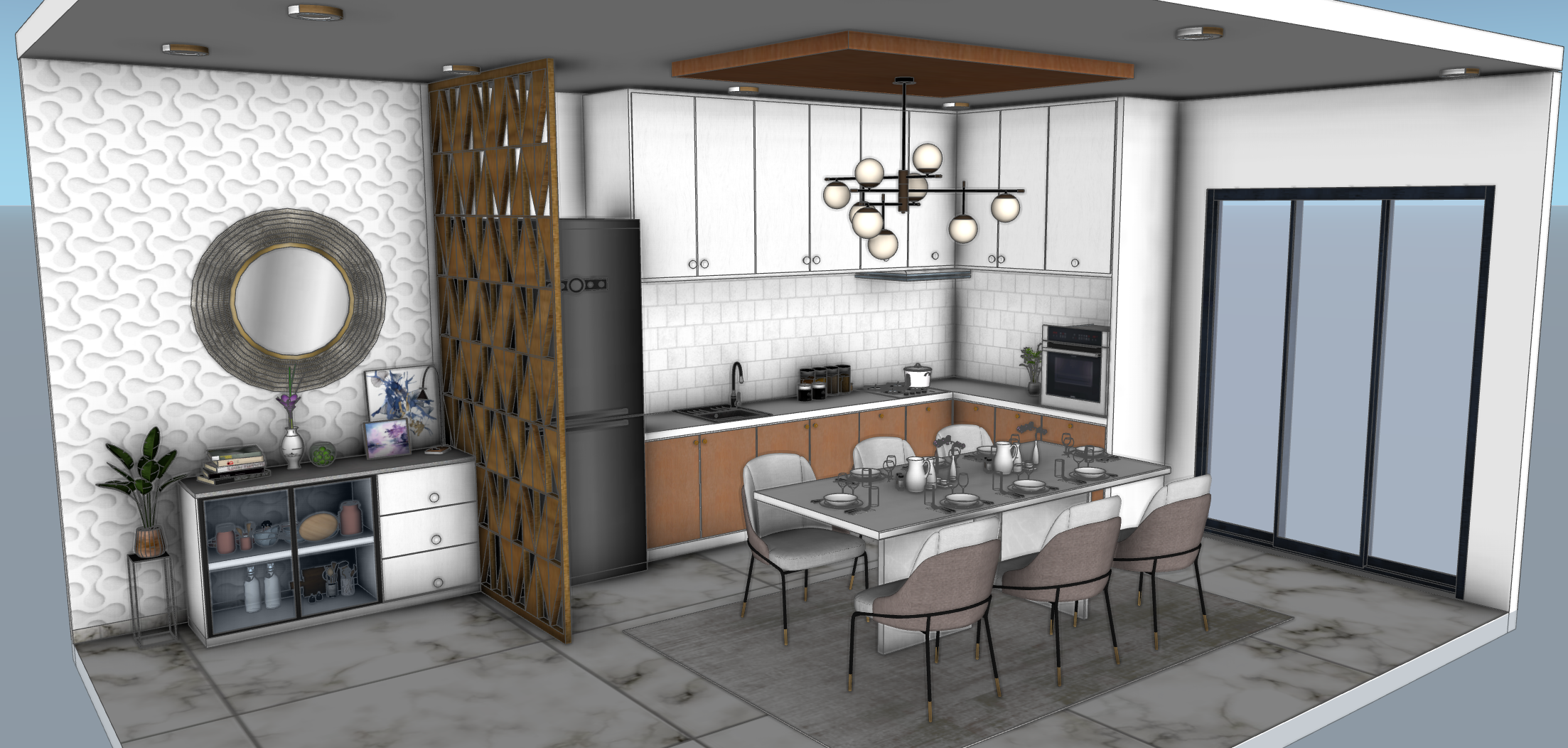 Kitchen and dining area