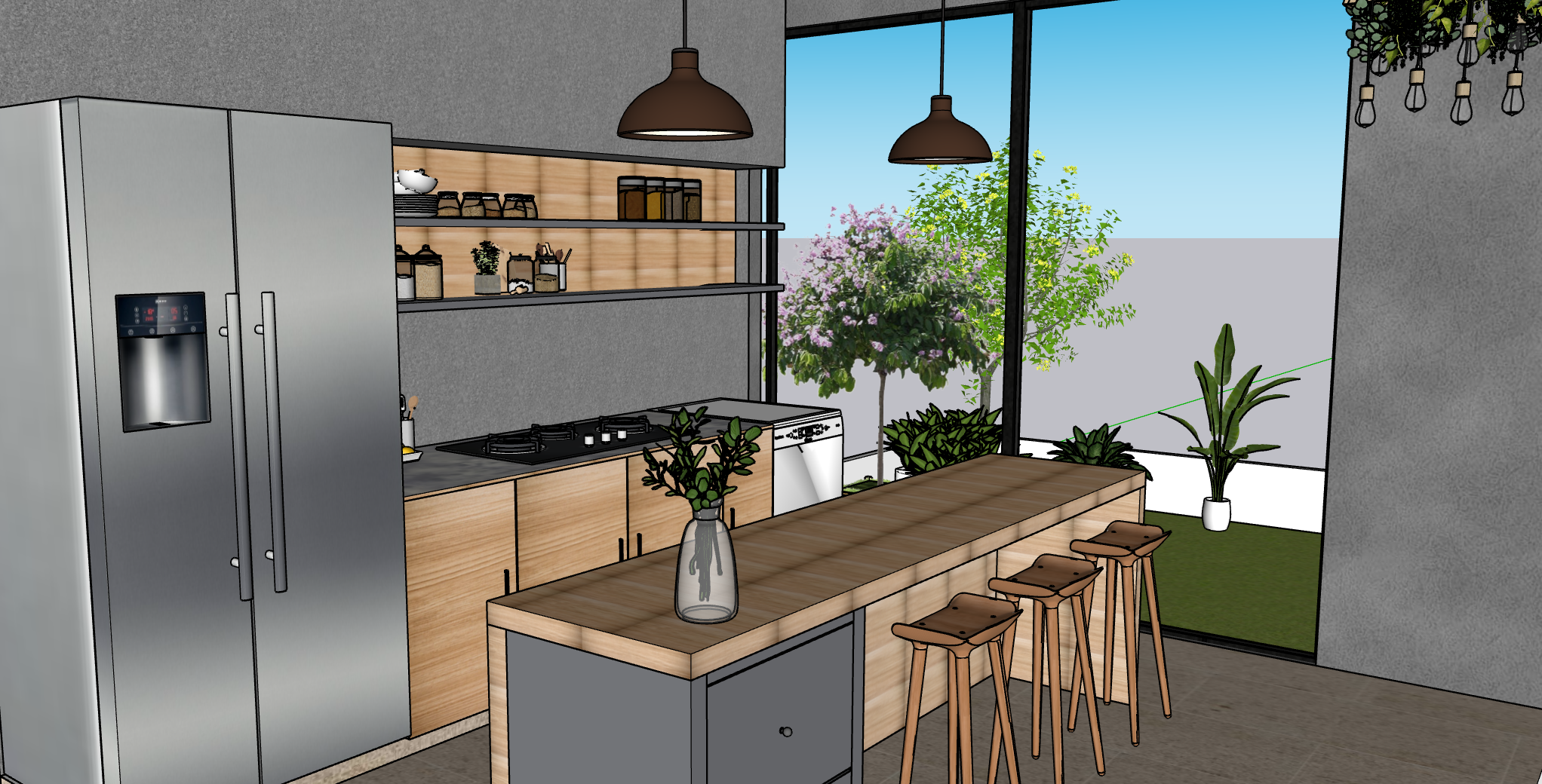 Modular kitchen breakfast counter