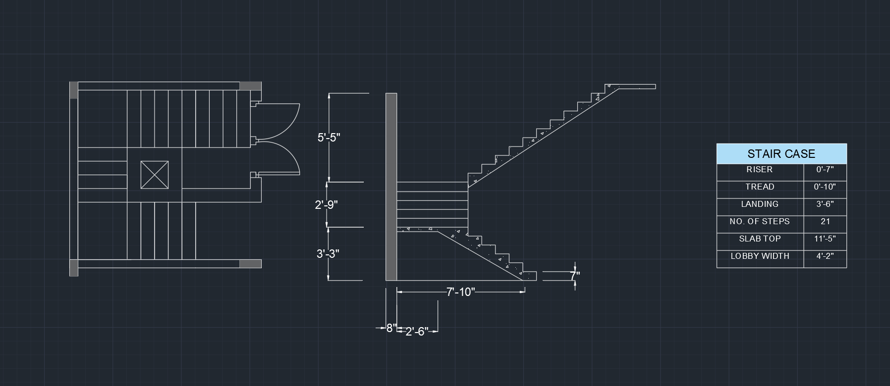 Stairs plan and elevation